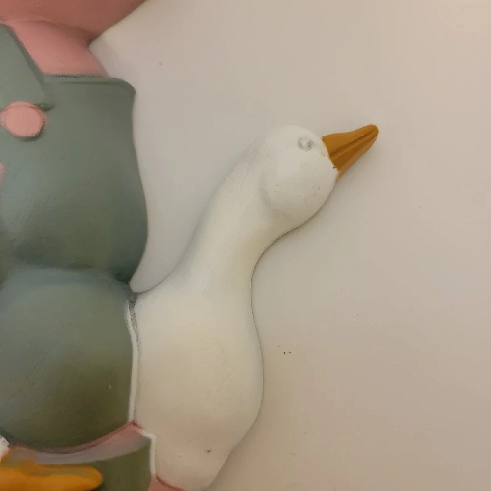 Vintage 1988 Home Interior Wall Plaque Little Boy And Goose‎
